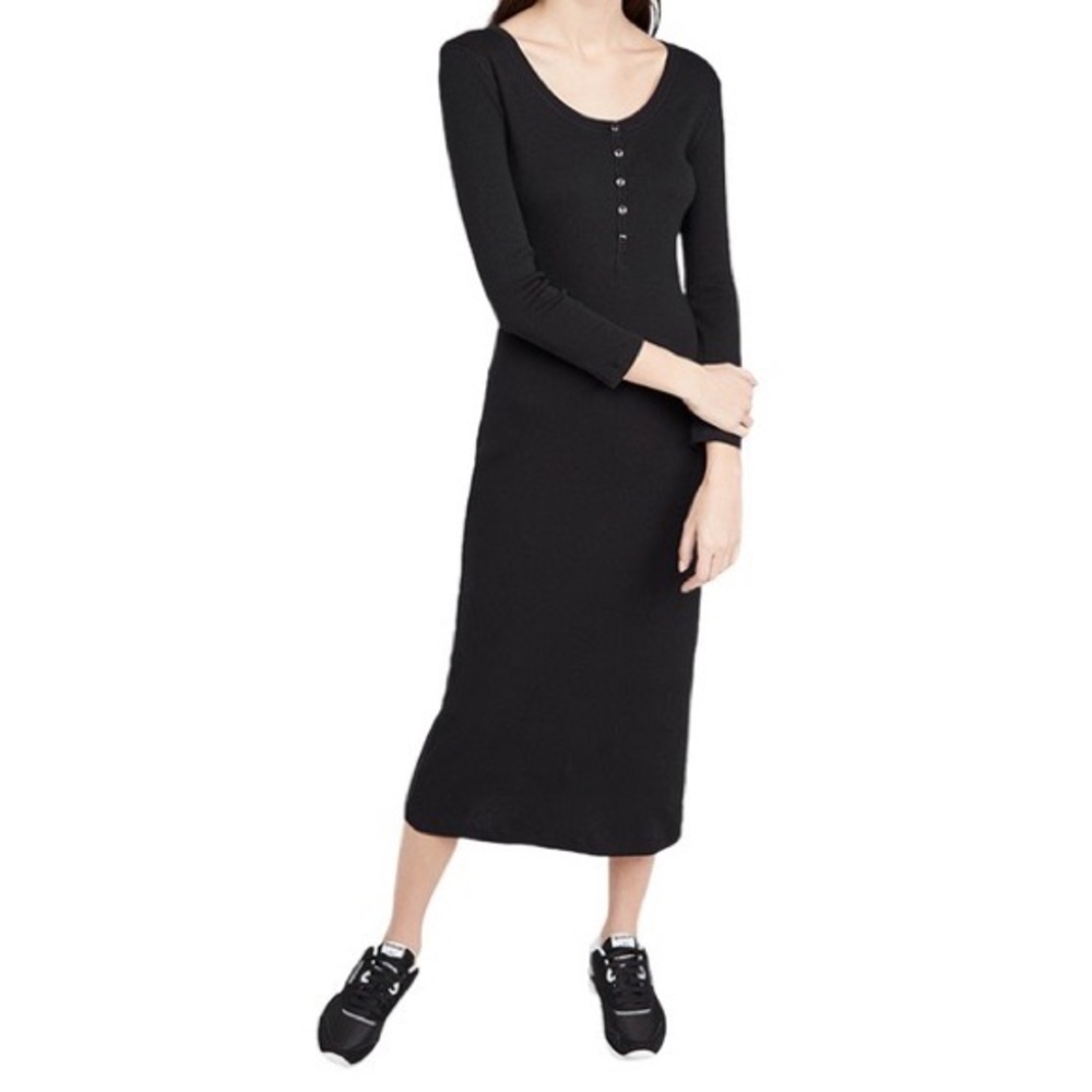 Ba&sh | Black Ribbed Midi Dress